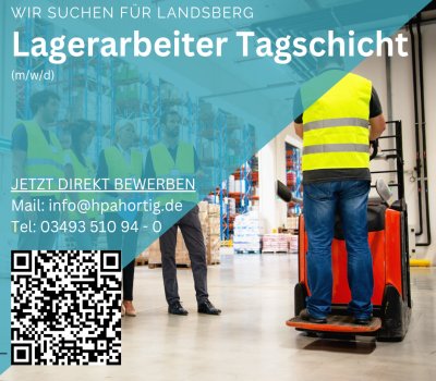 Lagerarbeiter (m/w/d) für Landsberg (Saale) gesucht - Tagschicht