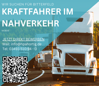 Kraftfahrer (m/w/d) im Nahverkehr gesucht- Raum Bitterfeld- Wolfen 