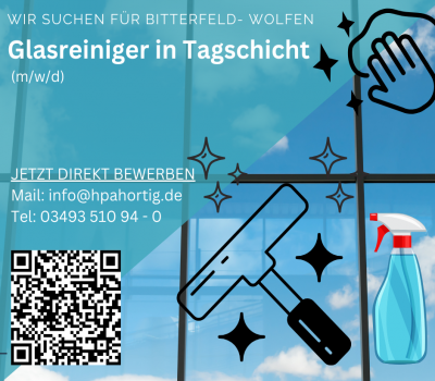 Glasreiniger (m/w/d) für Bitterfeld- Wolfen gesucht  in Tagschicht 