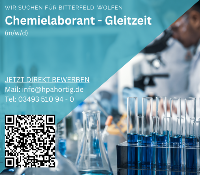 Chemielaborant (m/w/d) Qualitätskontrolle - Bitterfeld - Tagschicht / Gleitzeit - ab 3.200 €