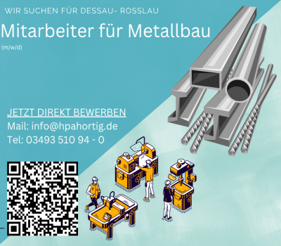 Mitarbeiter Metallbau (m/w/d) für Dessau- Roßlau gesucht 