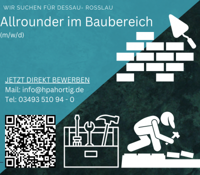 Allrounder im Baubereich (m/w/d) für Dessau- Roßlau gesucht 