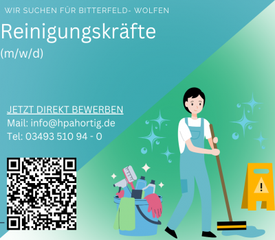 Reinigungskräfte (m/w/d) für Bitterfeld- Wolfen gesucht - Vollzeit / Teilzeit- 