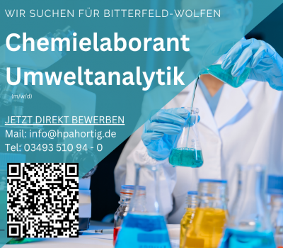 Chemielaborant (m/w/d) Umweltanalytik -  Bitterfeld-Wolfen - Tagschicht - ab 3.200 €