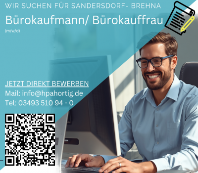 Bürokaufmann / Bürokauffrau (m/w/d) für Sanderdorf- Brehna gesucht 