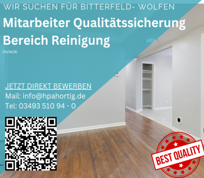 Mitarbeiter (m/w/d) für die Qualitätssicherung- Bereich Reinigung in Bitterfeld- Wolfen gesucht