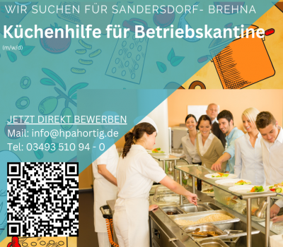 Küchenhilfe (m/w/d) für Betriebskantine in Sandersdorf- Brehna gesucht