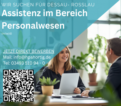 Assistenz (m/w/d) im Bereich Personalwesen in Dessau- Roßlau gesucht