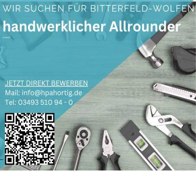 handwerklicher Allrounder (m/w/d) für Bitterfeld- Wolfen gesucht