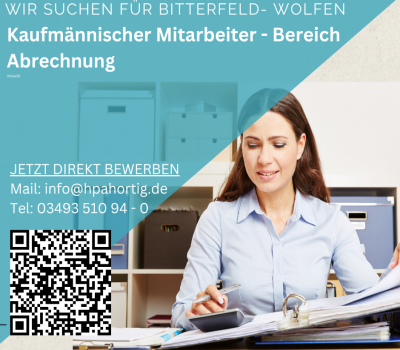 kaufmännischer Mitarbeiter (m/w/d) für den Bereich Abrechnung in Bitterfeld- Wolfen gesucht
