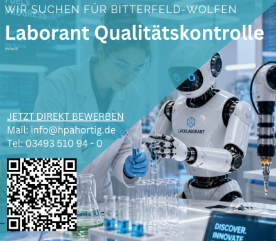 Laborant (m/w/d) Bitterfeld-Wolfen - Qualitätskontrolle - Tagschicht - 38 Std.