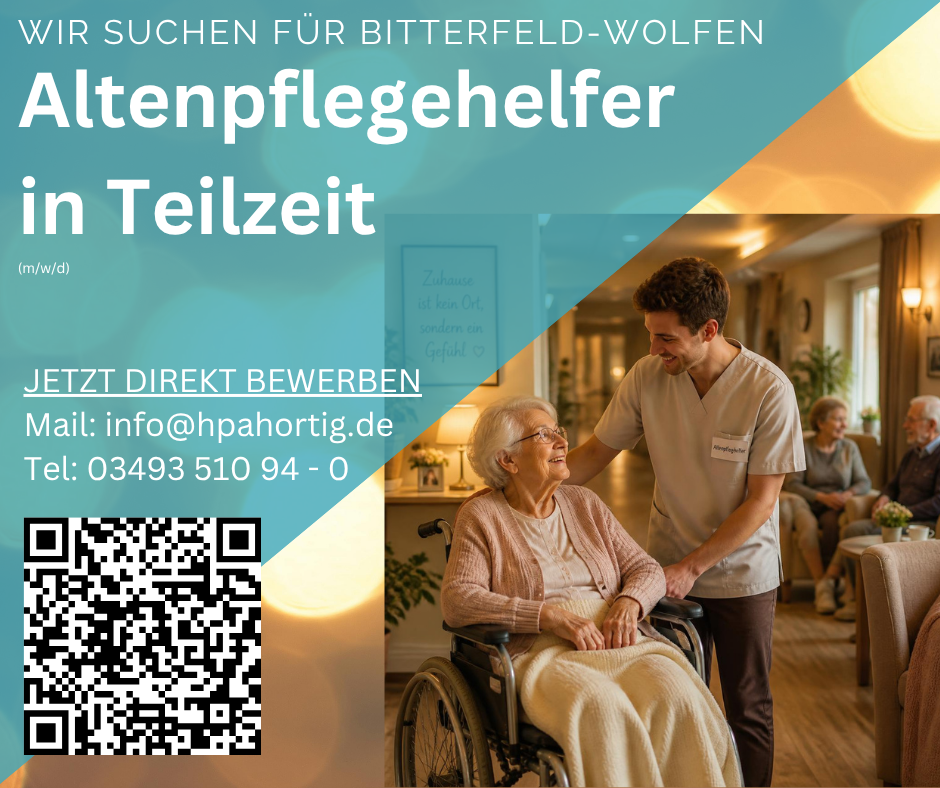 Altenpflegehelfer (m/w/d) für Bitterfeld-Wolfen in Teilzeit gesucht 