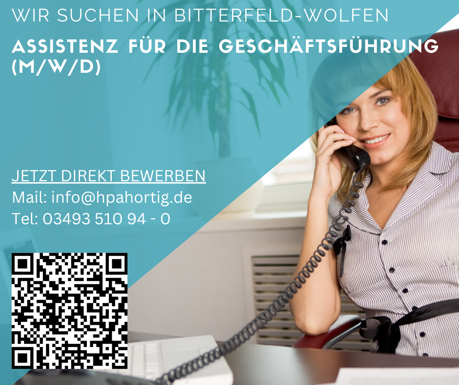Assistenz für die Geschäftsführung (m/w/d) in Bitterfeld- Wolfen gesucht - ab 3.200 €