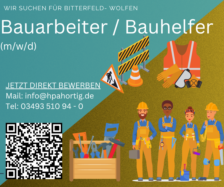 Bauarbeiter / Bauhelfer (m/w/d) für Bitterfeld- Wolfen