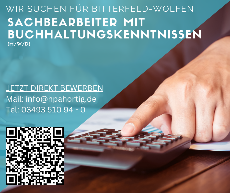 Sachbearbeiter mit Buchhaltungskenntnissen in Bitterfeld- Wolfen gesucht (m/w/d)