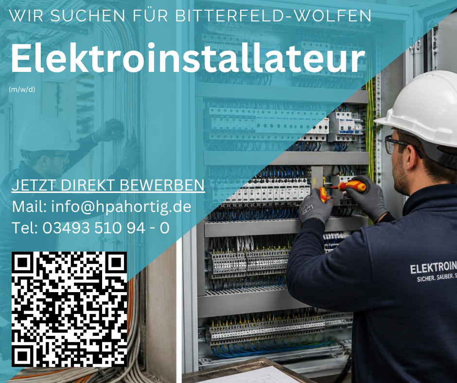 Elektriker (m/w/d) - Kabelbau - Bitterfeld-Wolfen - VZ - ab 21 € - Tagschicht + Firmenfahrzeug