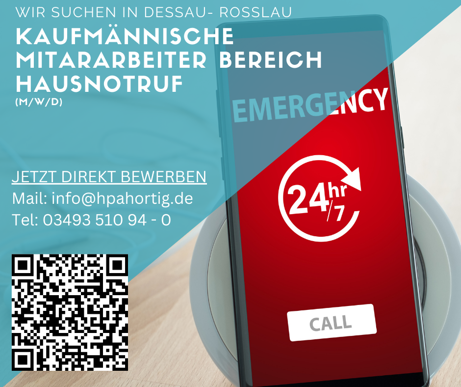 Kaufmännische Mitarbeiter (m/w/d) im Bereich Hausnotruf gesucht in Dessau- Roßlau