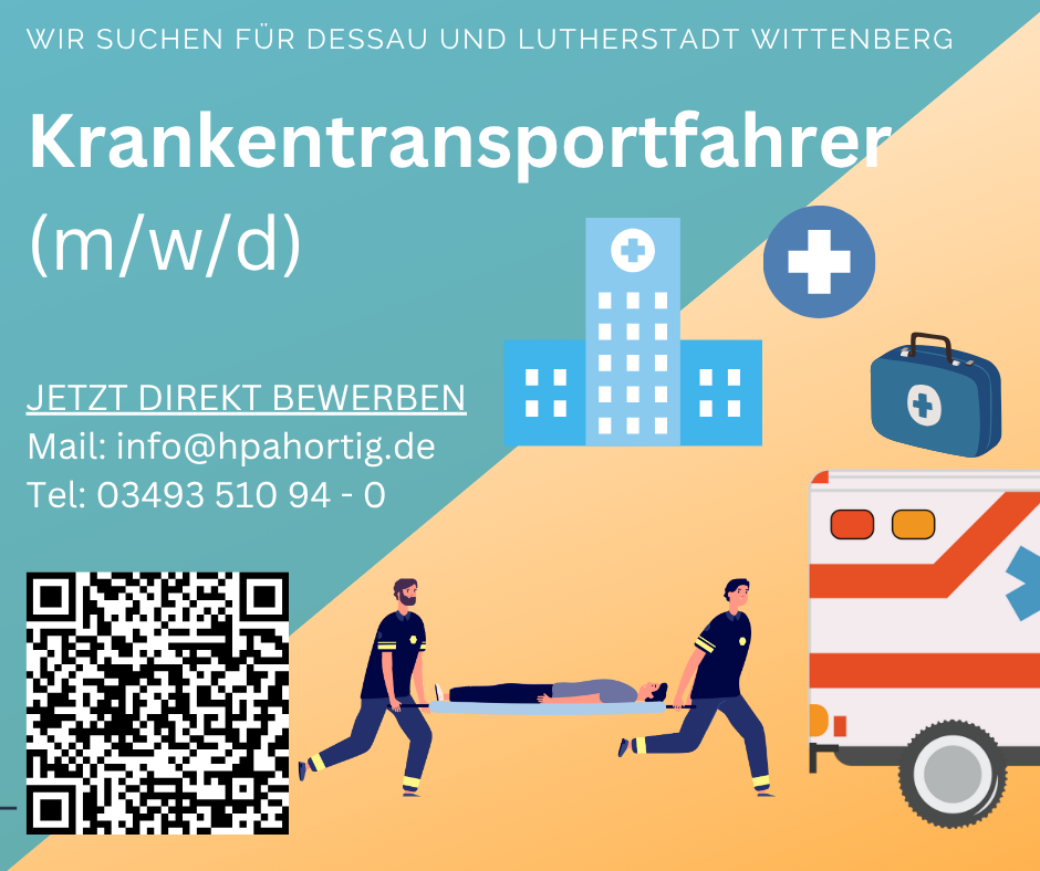 Krankentransportfahrer (m/w/d) für Dessau und Lutherstadt- Wittenberg gesucht