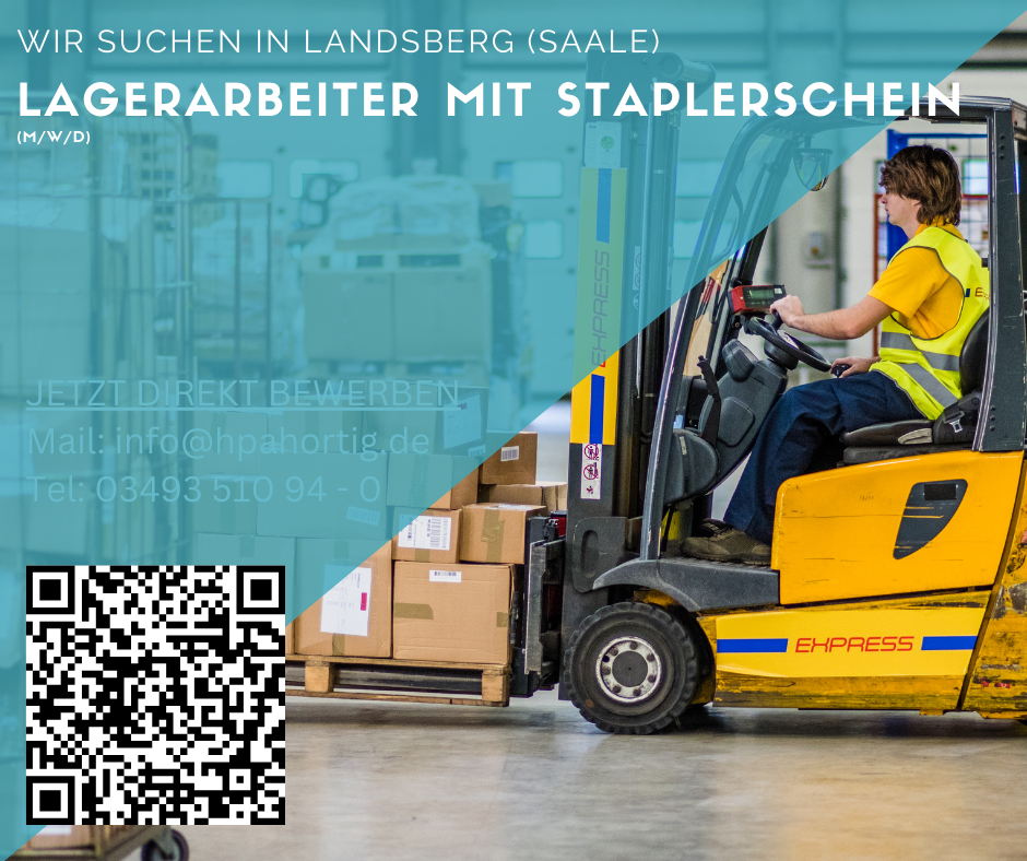 Lagerarbeiter (m/w/d) mit Staplerschein für Landsberg (Saale) gesucht