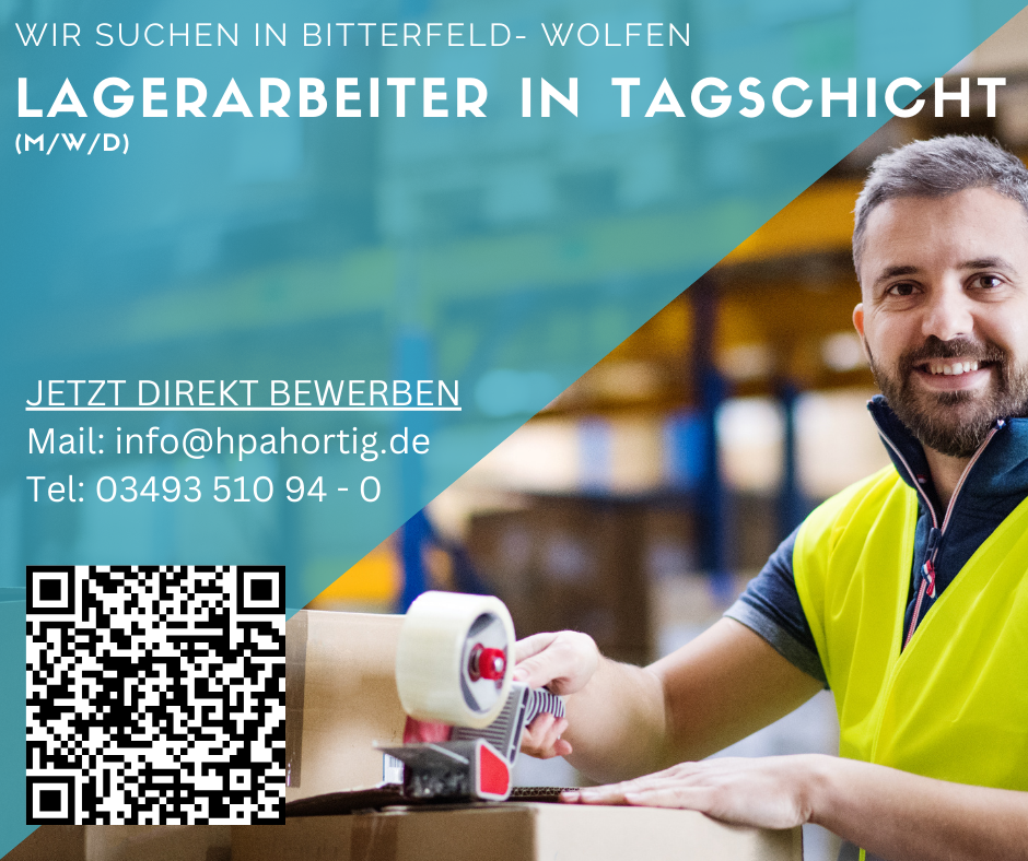 Lagerarbeiter (m/w/d) in Bitterfeld- Wolfen gesucht- Tagschicht-