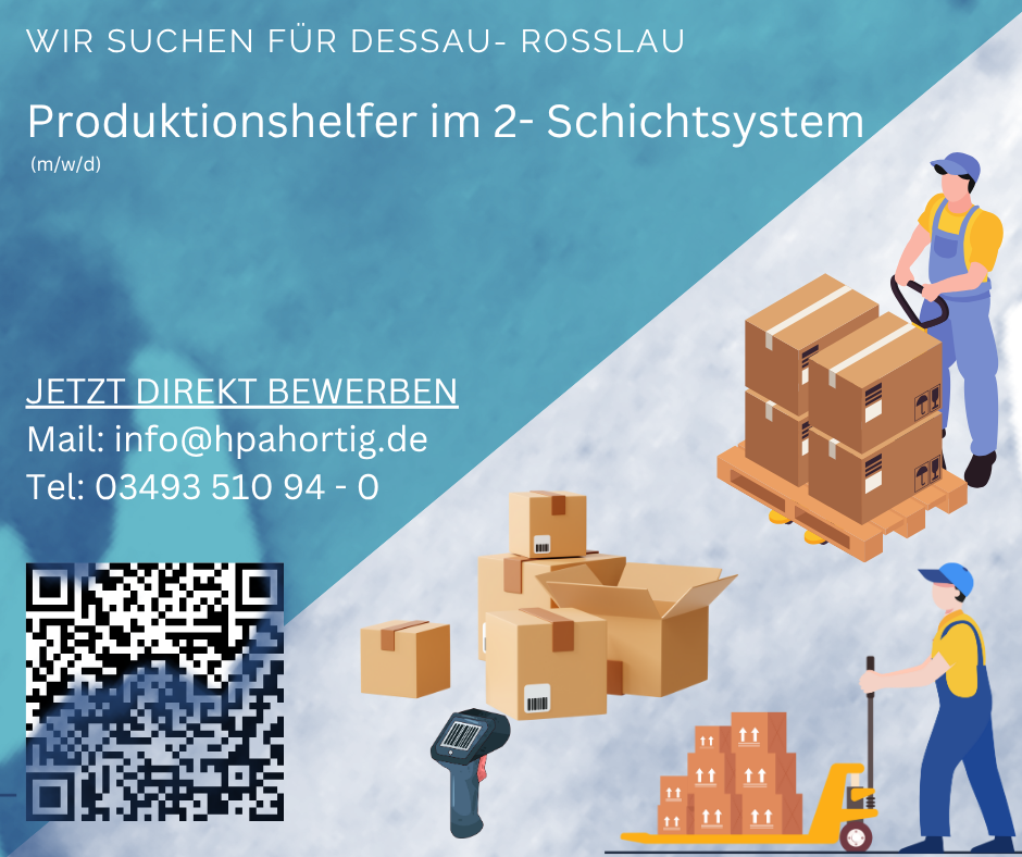 Produktionshelfer (m/w/d) für Dessau- Roßlau gesucht