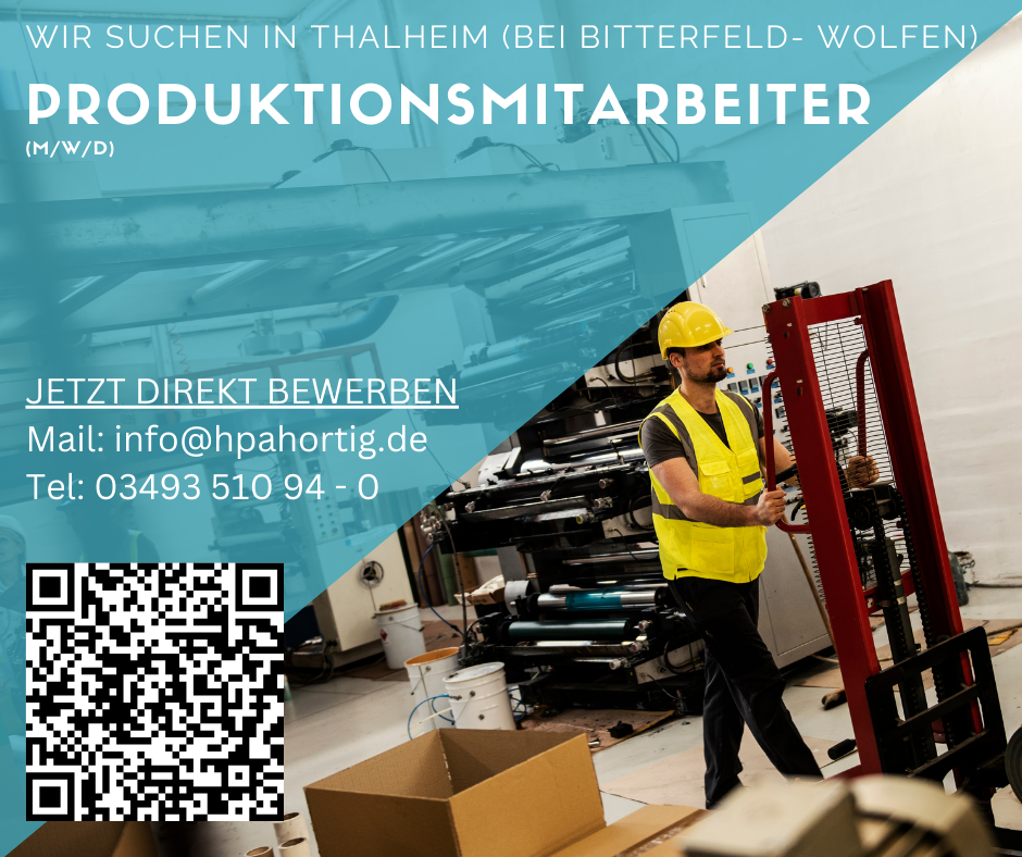 Produktionsmitarbeiter (m/w/d) in Thalheim- bei Bitterfeld-Wolfen gesucht-