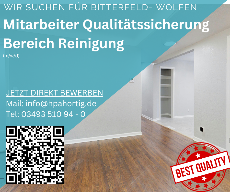 Mitarbeiter (m/w/d) für die Qualitätssicherung- Bereich Reinigung in Bitterfeld- Wolfen gesucht 