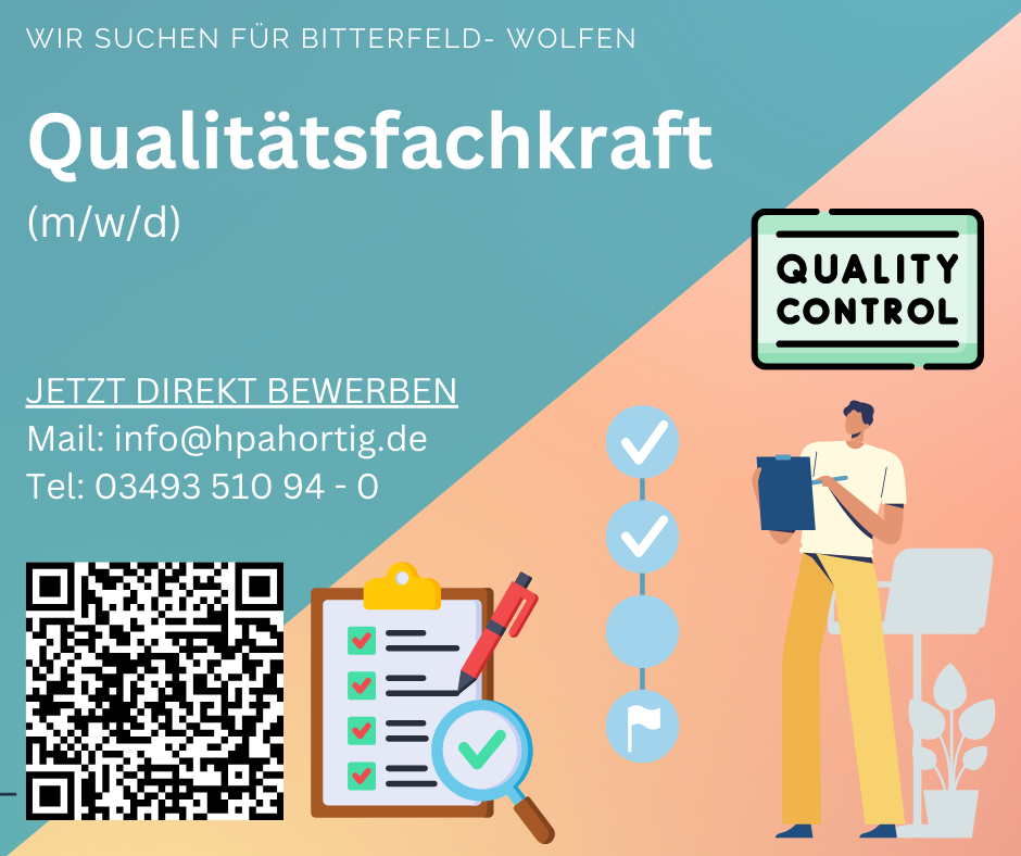 Qualitätsfachkraft (m/w/d) für Bitterfeld-Wolfen gesucht