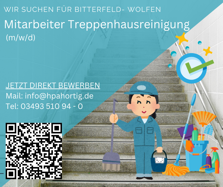Mitarbeiter (m/w/d) für die Treppenhausreinigung gesucht (Voll- oder Teilzeit)
