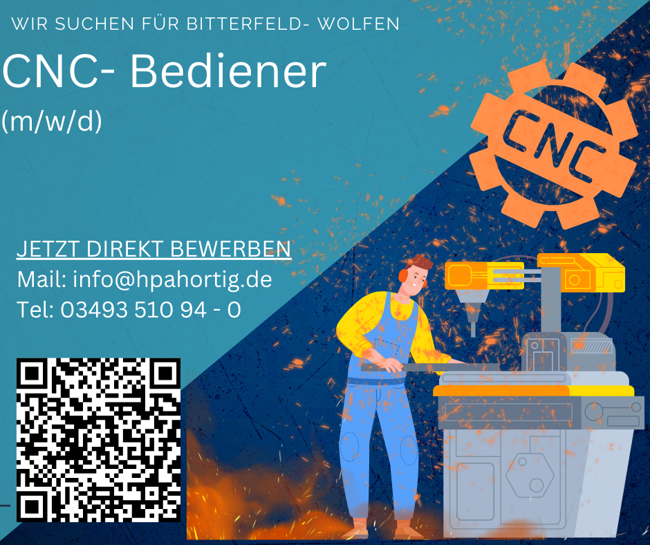CNC- Bediener (m/w/d) für Bitterfeld- Wolfen gesucht 