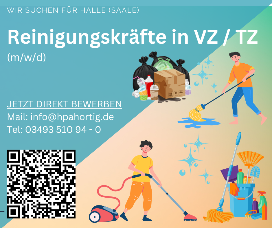 Reinigungskraft (m/w/d) für Halle (Saale) gesucht