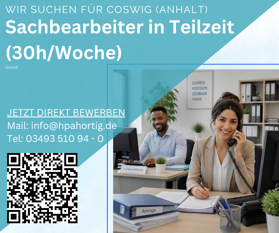 Sachbearbeiter (m/w/d) in Teilzeit für Coswig (Anhalt) gesucht 