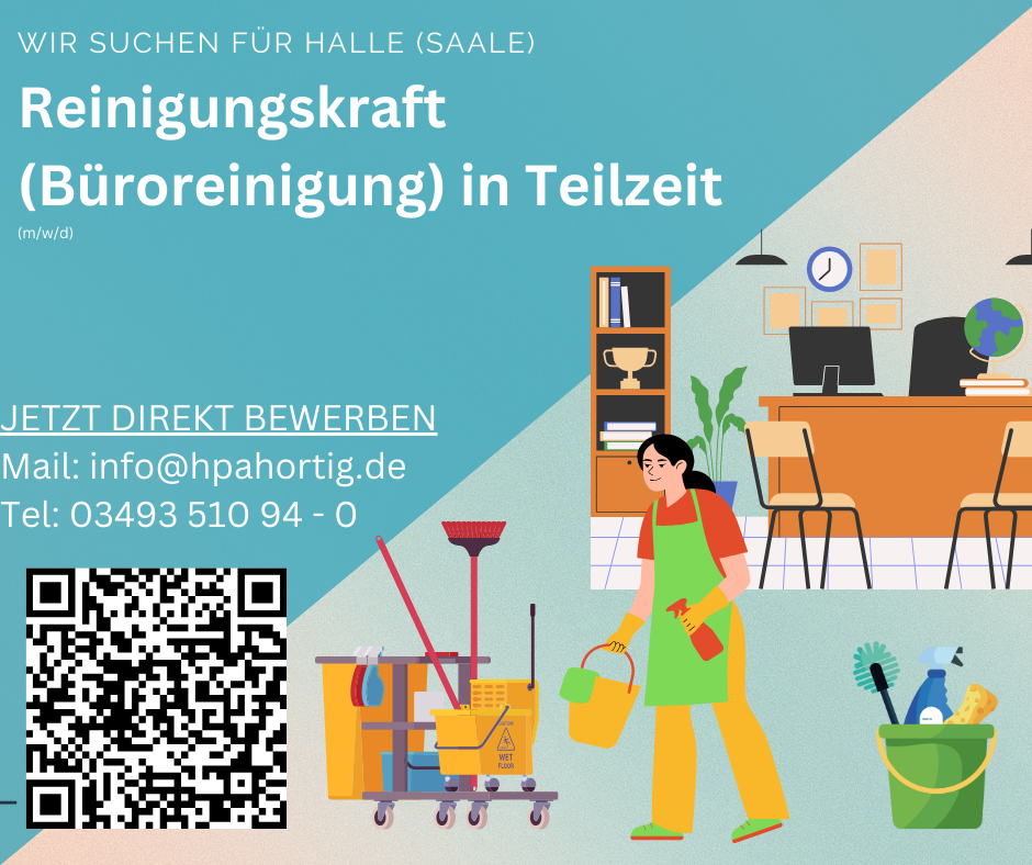 Reinigungskraft (m/w/d) in Teilzeit für Halle (Saale) gesucht- Büroreinigung- 